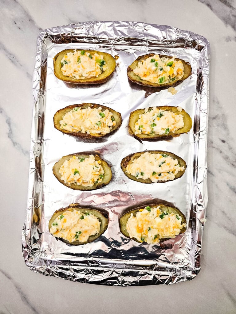 Jalapeno Popper Potato Skins Process Photo