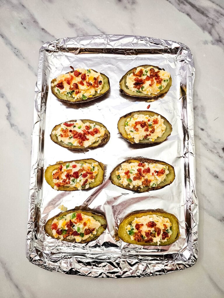 Jalapeno Popper Potato Skins Process Photo