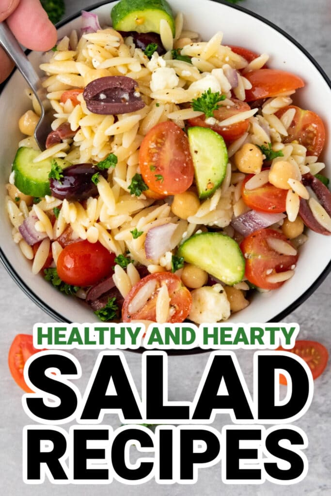 Salad Recipes-Mediterranean Orzo Pasta Salad