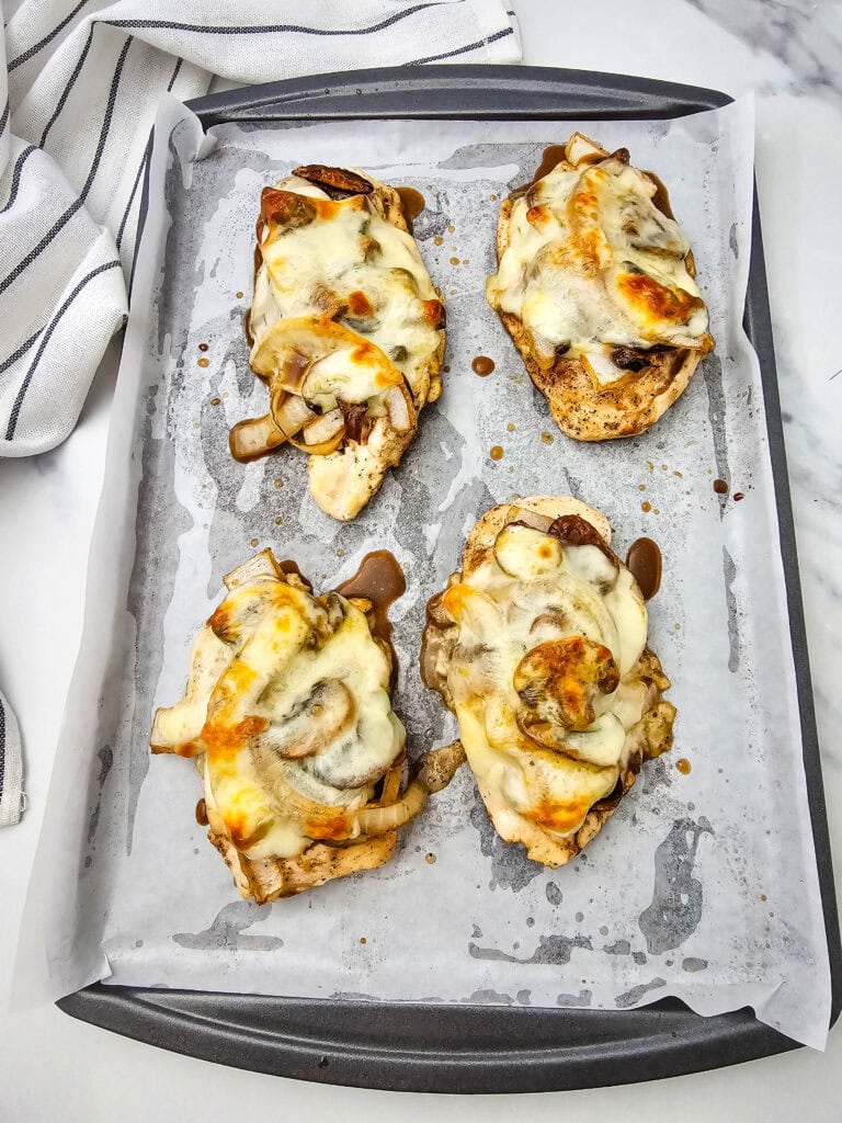 Sheet Pan Bourbon Smothered Chicken Process Photo