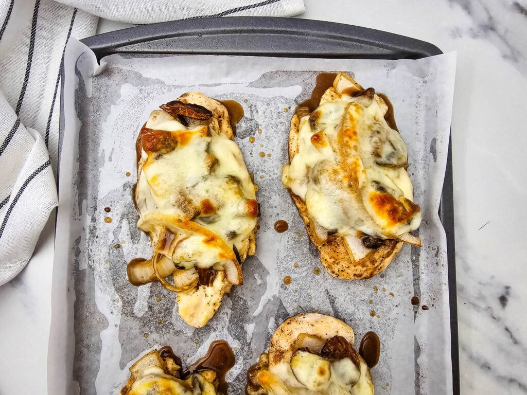 Sheet Pan Bourbon Smothered Chicken