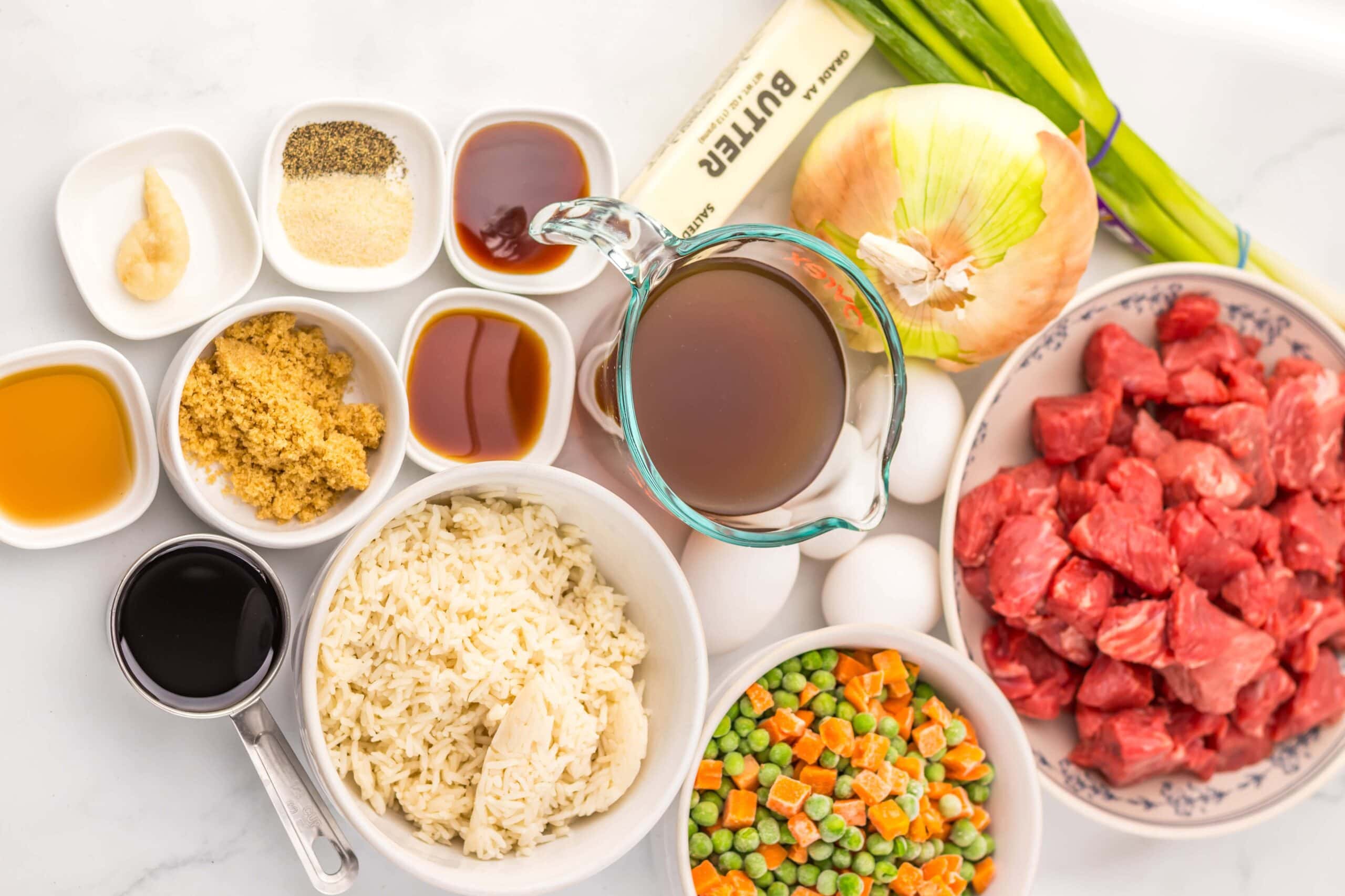 Slow Cooker Beef Fried Rice Process Ingredients