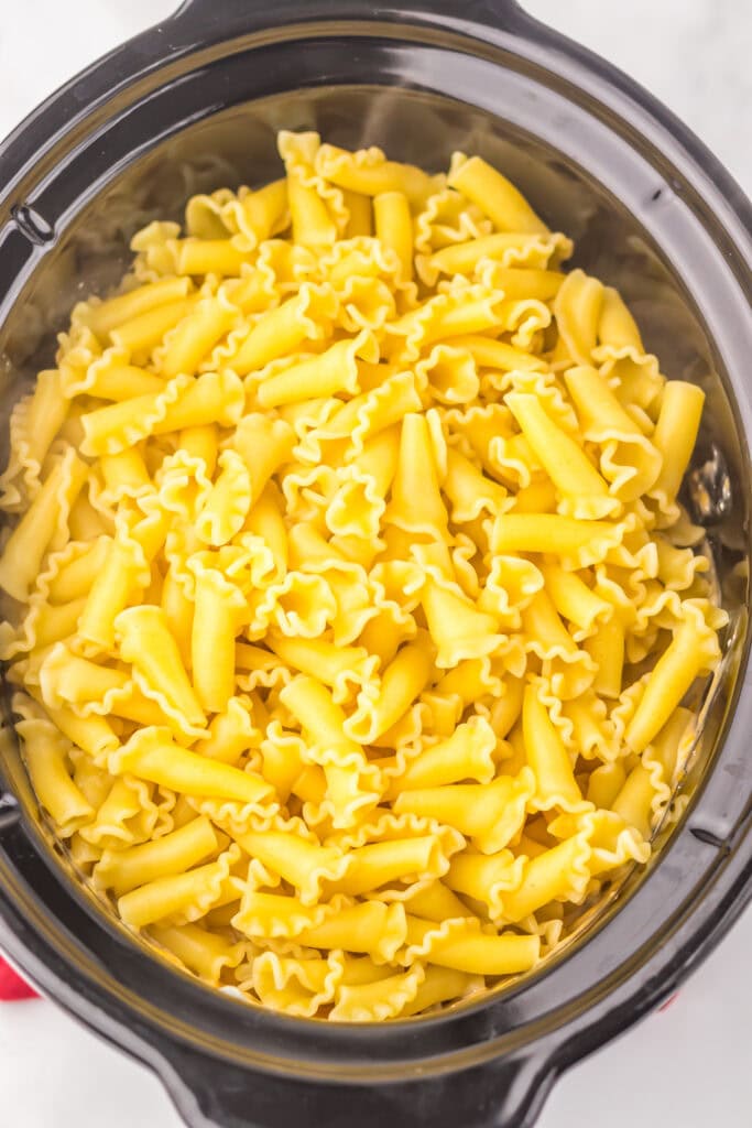 Slow Cooker Beer Cheese Sausage Pasta Process Photo