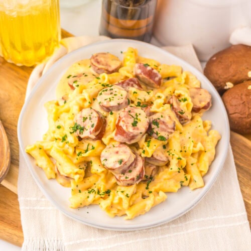 Slow Cooker Beer Cheese Sausage Pasta
