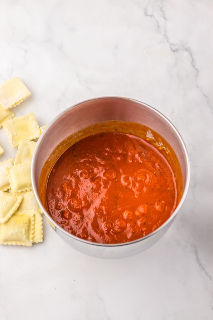 Slow Cooker Pizza Ravioli Process Photo