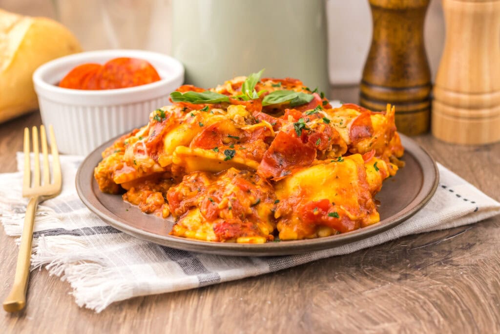 Slow Cooker Pizza Ravioli