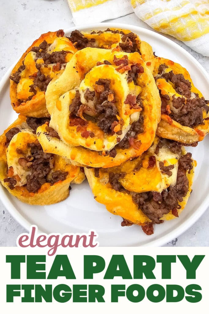 Tea Party Finger Food-Bacon Cheeseburger Pinwheels