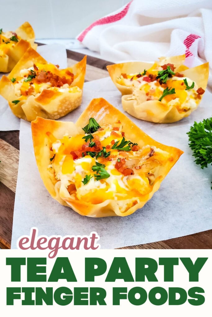 Tea Party Finger Food-Cheesy Ranch Chicken Wonton Cups