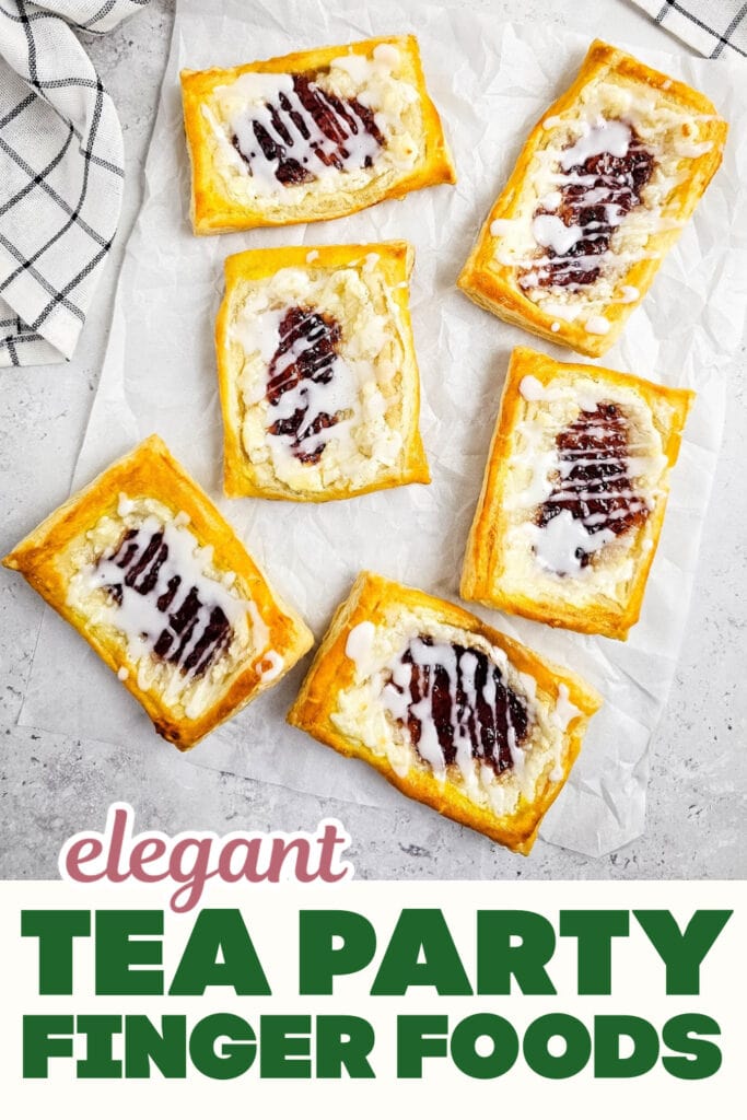Tea Party Finger Food-Flaky Puff Pastry Strawberry Danishes