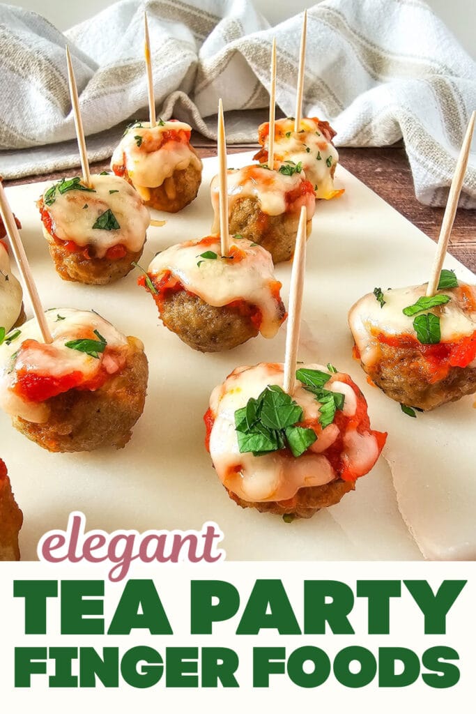 Tea Party Finger Food-Mini Meatball Marinara Bites