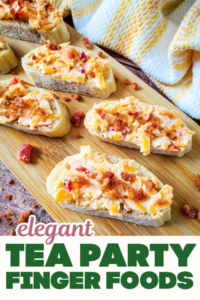 Tea Party Finger Food-Pimento Cheese and Bacon Crostini