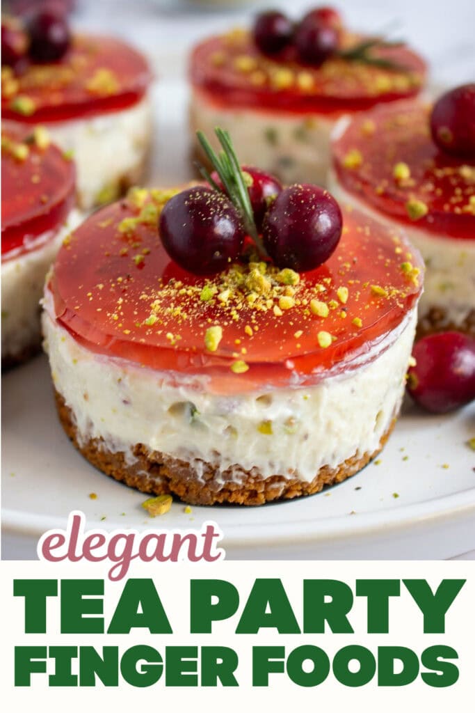 Tea Party Finger Food-Pistachio Cranberry No-Bake Mini Cheesecakes