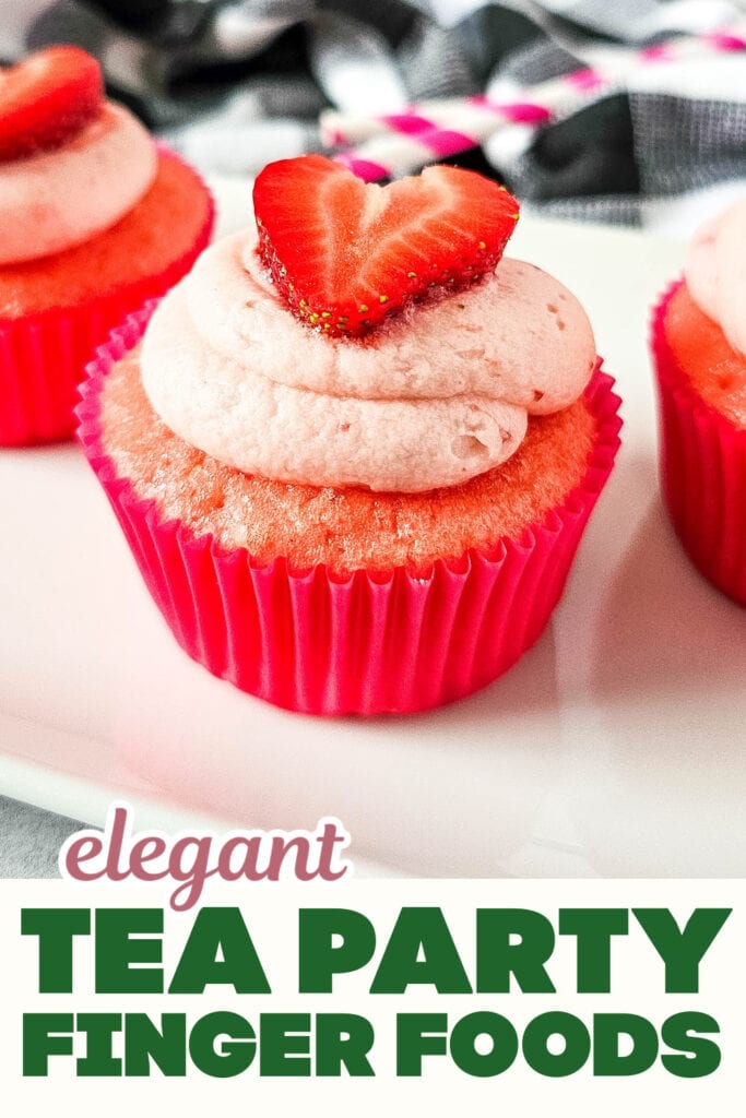 Tea Party Finger Food-Strawberry Sprinkle Surprise Cupcakes