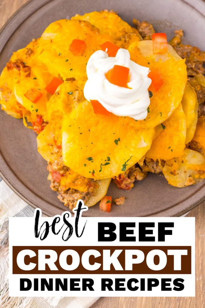beef crockpot recipes - Slow Cooker Cheesy Taco Potato Casserole