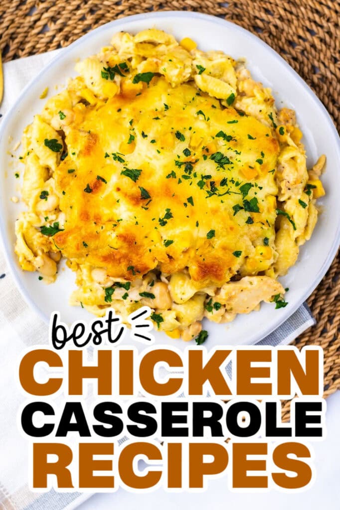 chicken casserole recipes - Baked White Chicken Chili Mac and Cheese