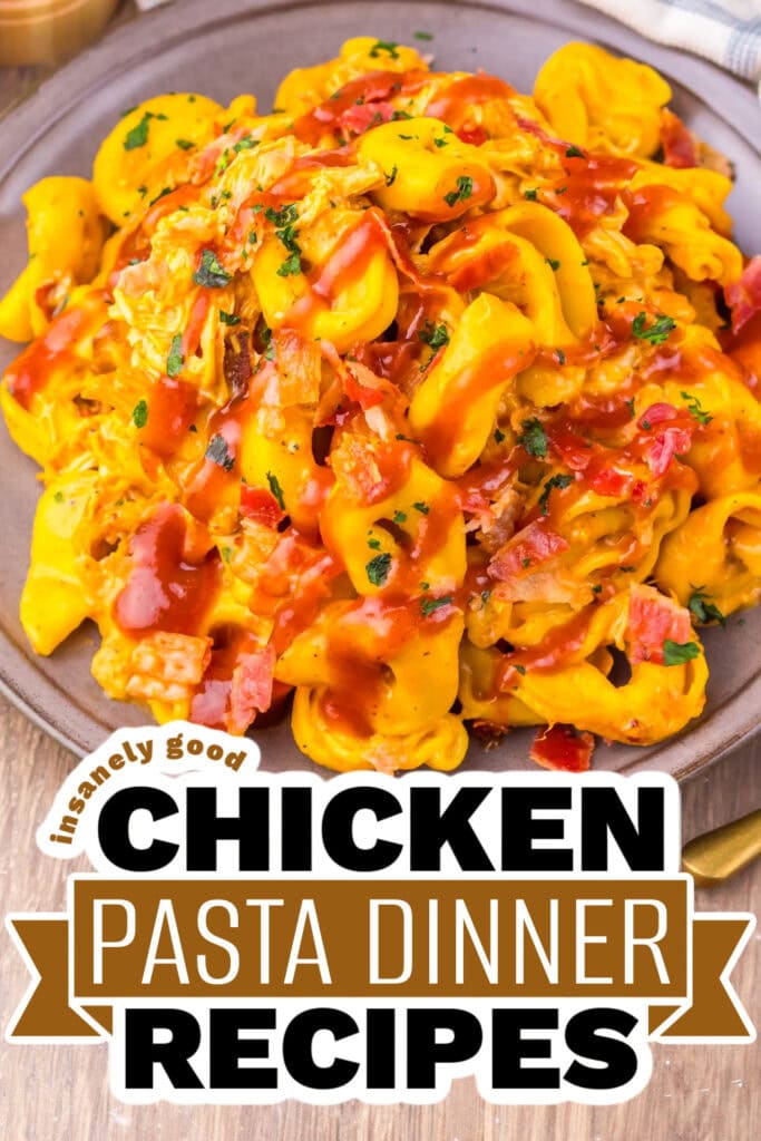 chicken pasta dinner - Slow Cooker Cheesy BBQ Bacon Chicken Tortellini