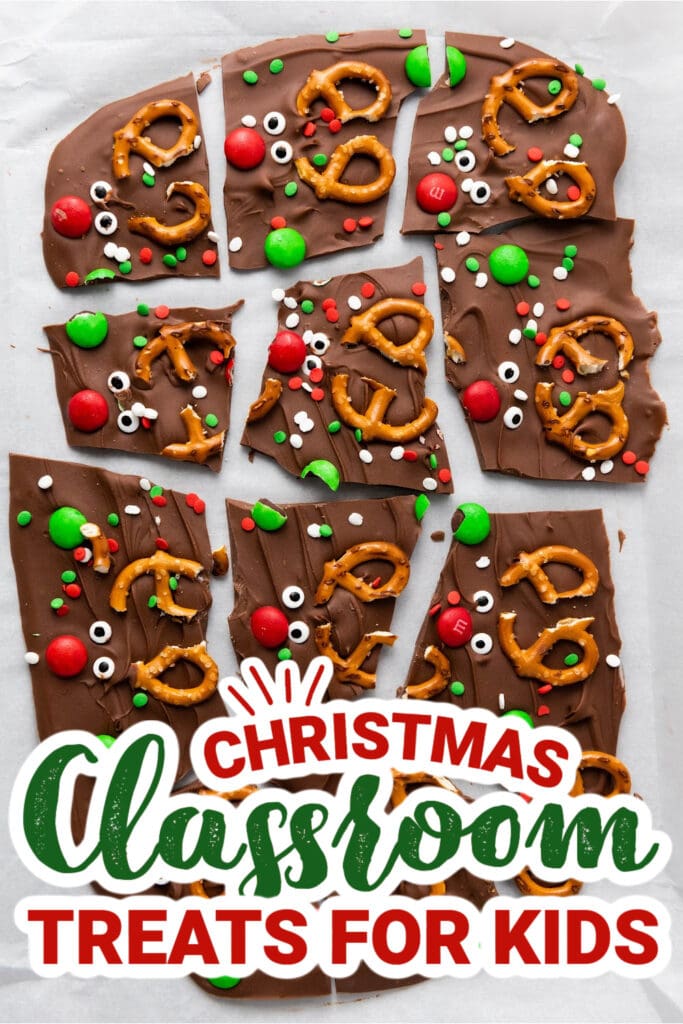 christmas classroom treats - Reindeer Chocolate Bark