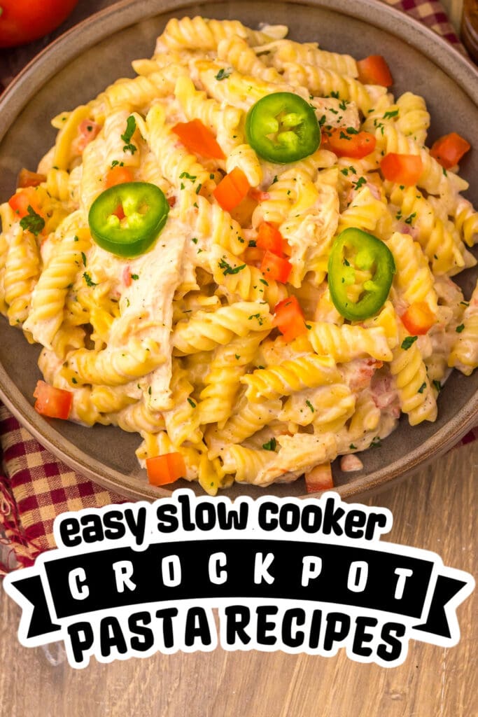 crockpot pasta recipes - Slow Cooker Creamy Queso Chicken Pasta