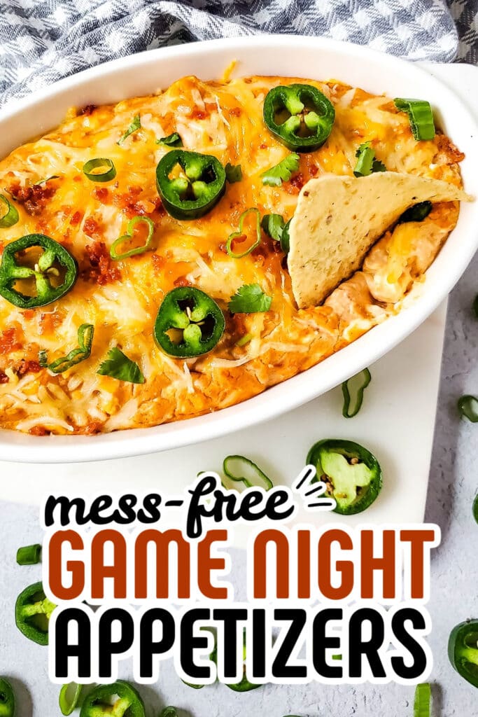 game night appetizers - Hot Cheesy Bacon Bean Dip