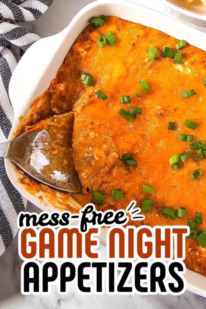 game night appetizers - chili cheese dip