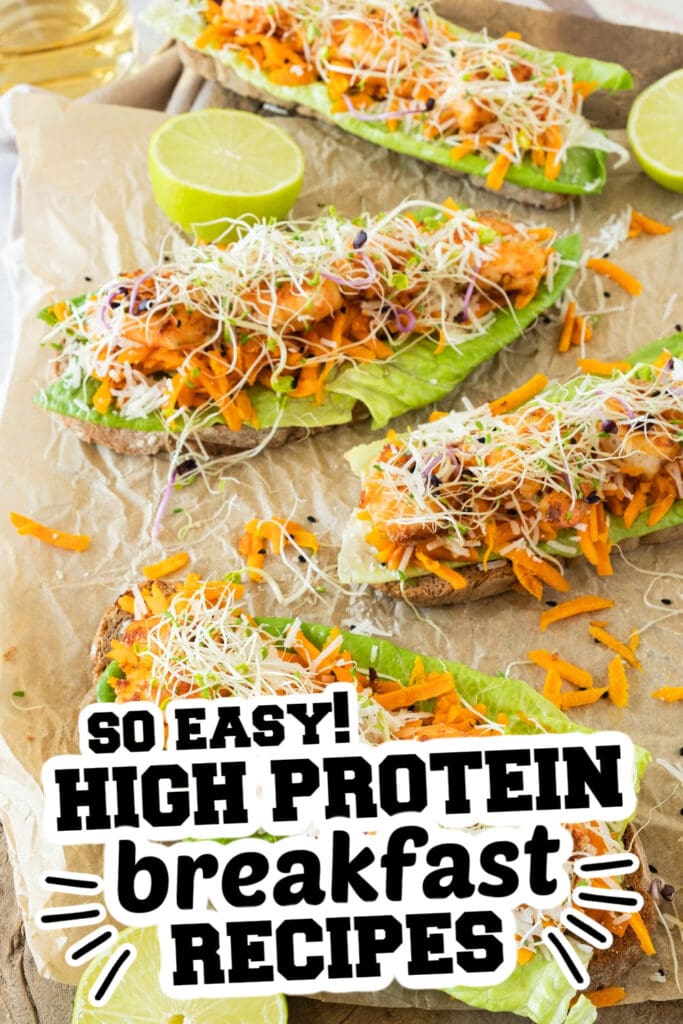 high protein breakfast - Open-Faced Healthy Shrimp Toast with Fresh Veggies