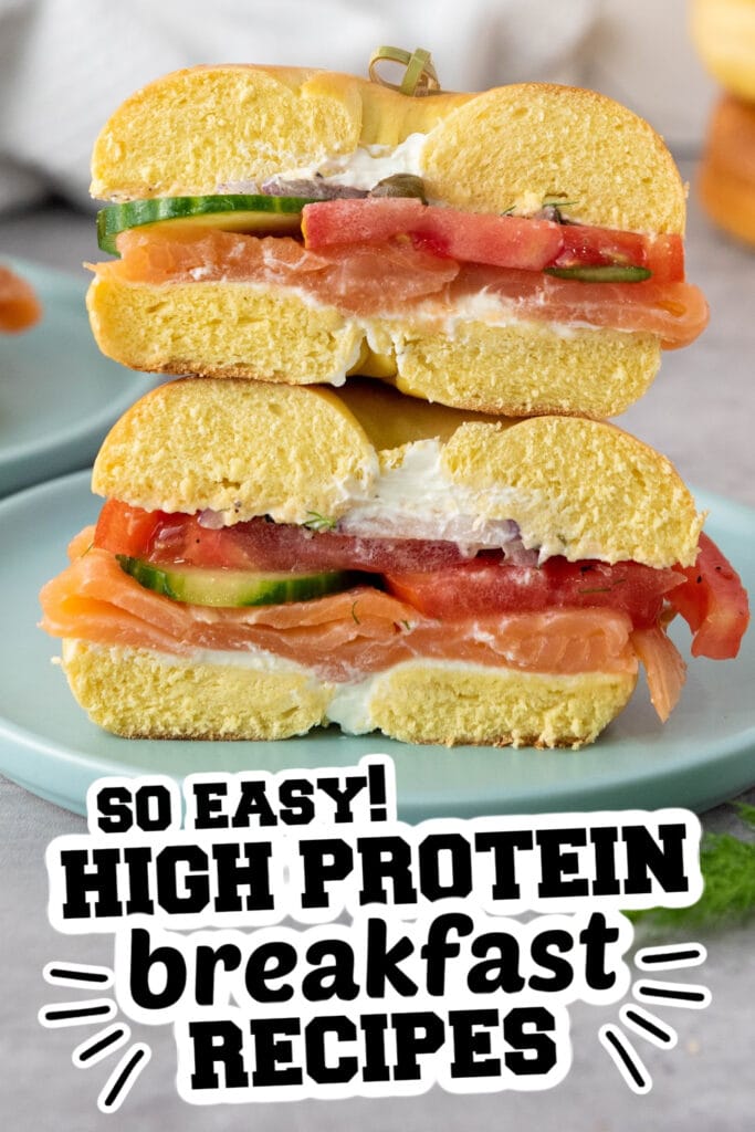 high protein breakfast -Smoked Salmon Bagel with Veggies