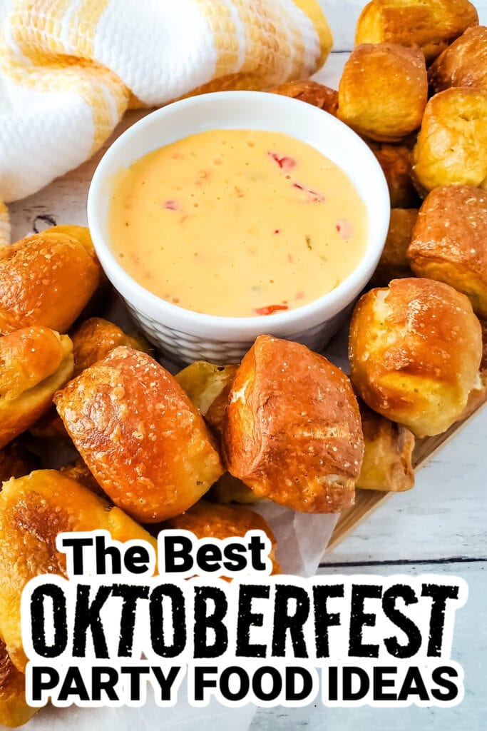 oktoberfest party foods - Soft Pretzel Bites with Cheesy Dip