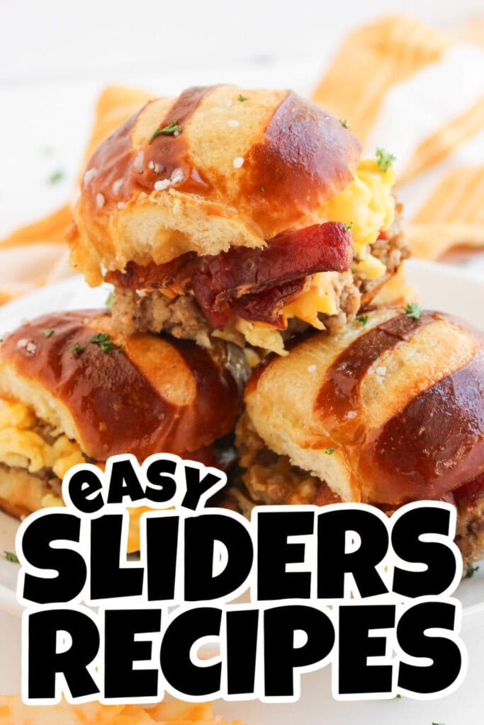 sliders recipes - Breakfast Sliders on Pretzel Buns
