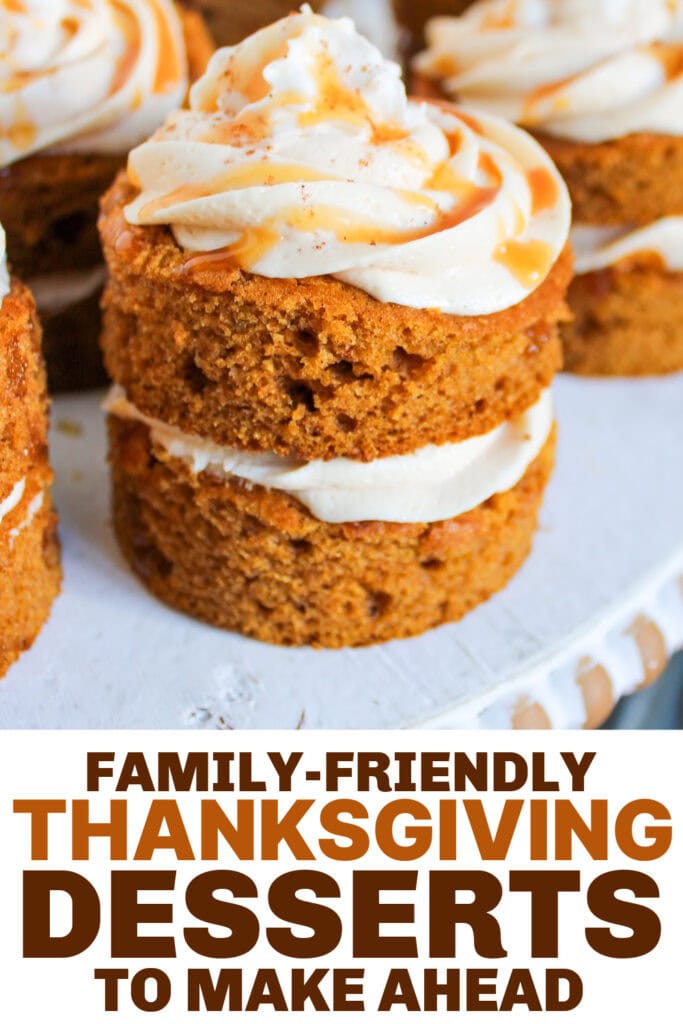 thanksgiving desserts - Mini Pumpkin Cakes with Caramel Buttercream Frosting