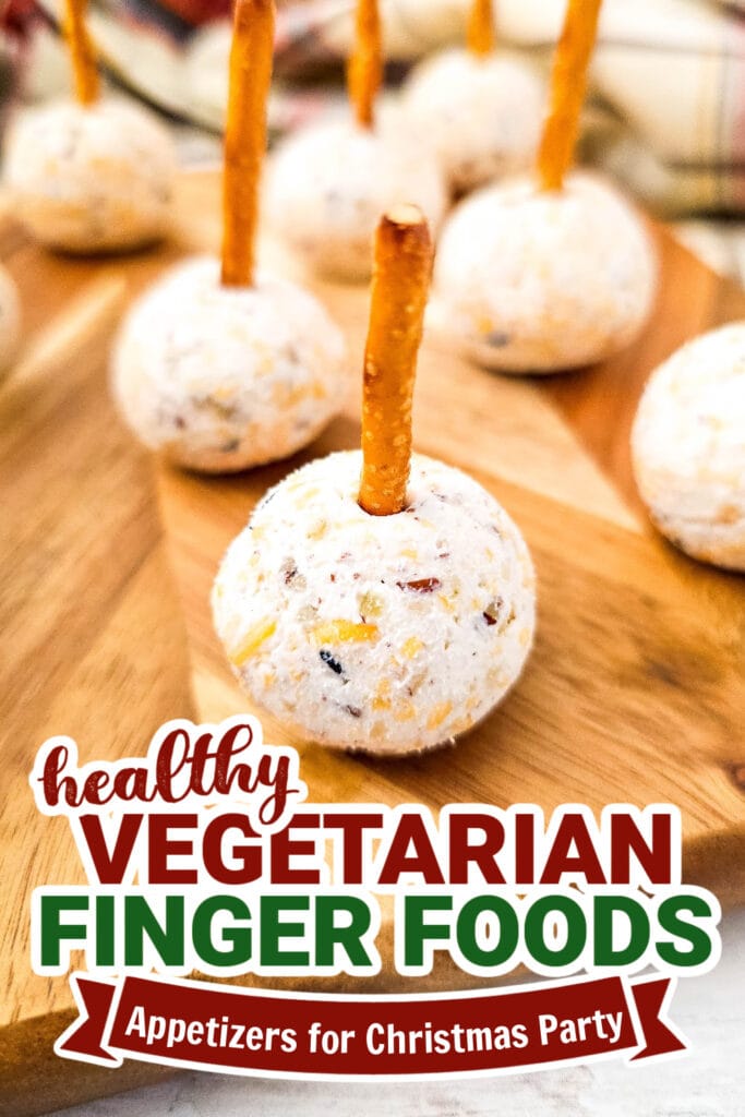 vegetarian appetizers for christmas party - Cheeseball Bites on Pretzel Sticks