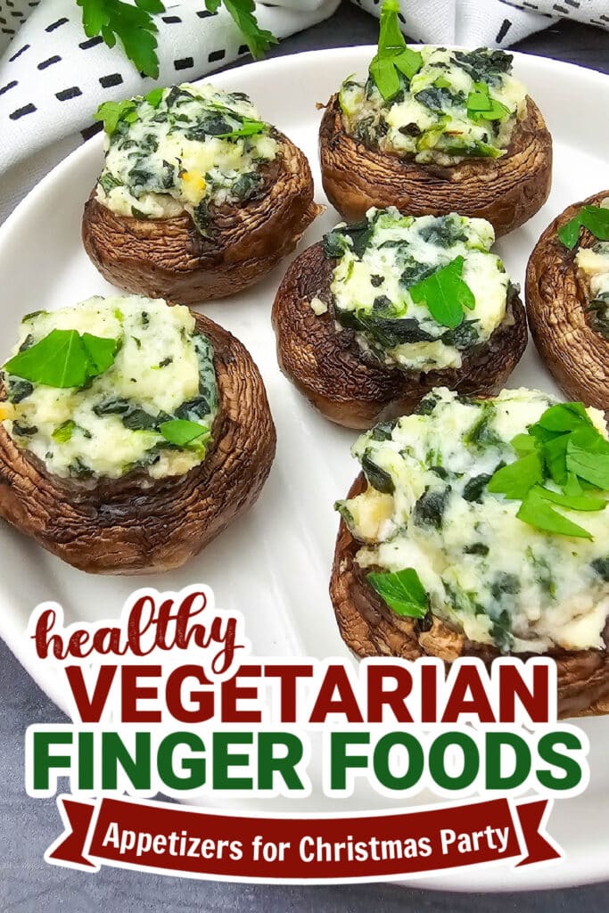 vegetarian appetizers for christmas party - Creamy Spinach and Ricotta Stuffed Mushrooms