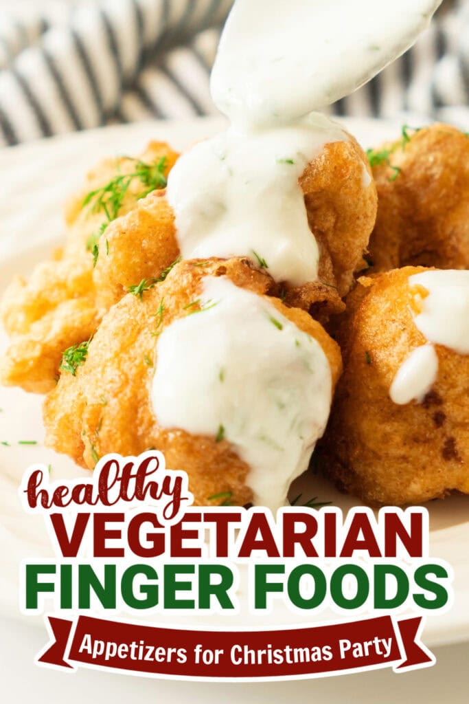 vegetarian appetizers for christmas party - Crispy Cauliflower Bites with Creamy Dill Yogurt Dip