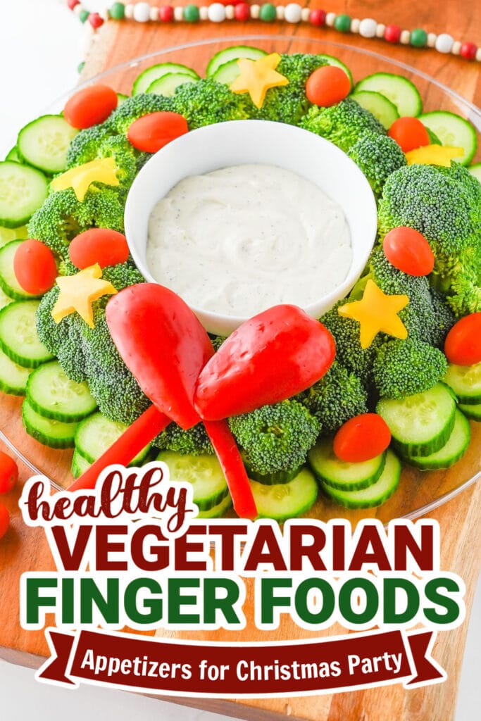 vegetarian appetizers for christmas party - Festive Veggie Wreath Tray