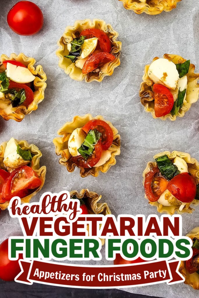 vegetarian appetizers for christmas party -Mini Caprese Cups