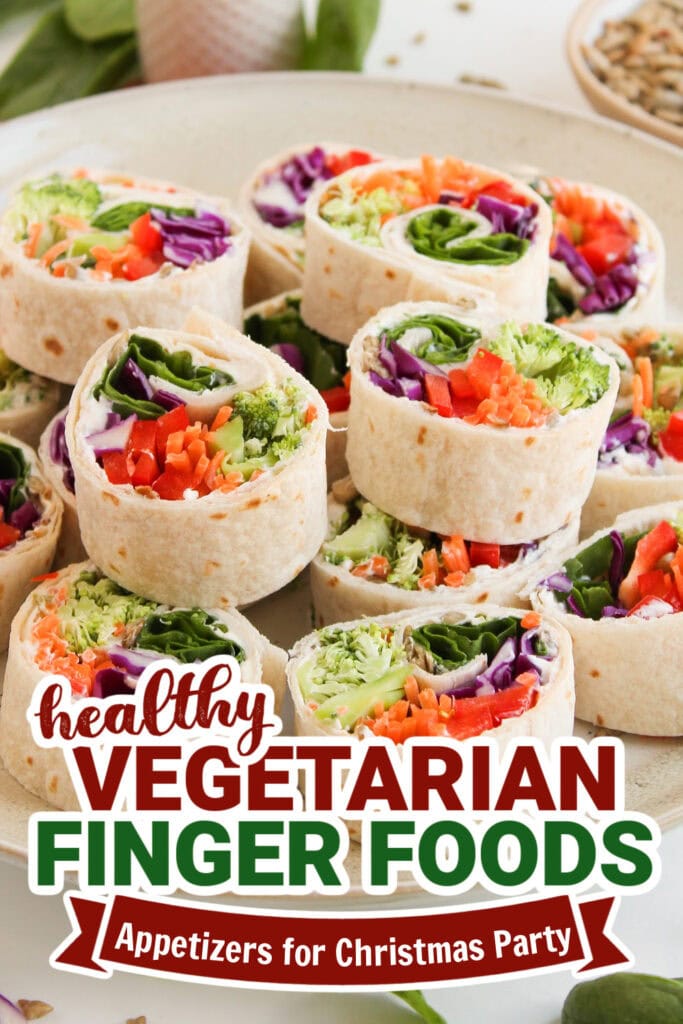 vegetarian appetizers for christmas party -Rainbow Veggie Pinwheels