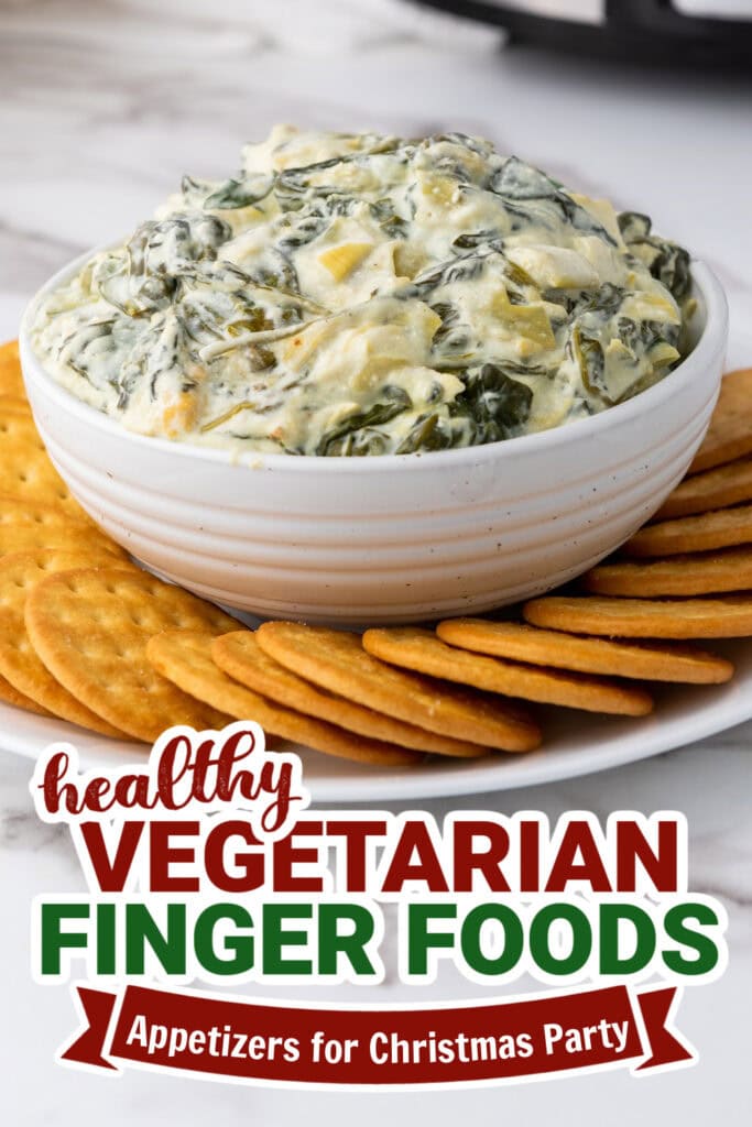 vegetarian appetizers for christmas party -Slow Cooker Spinach Artichoke Dip
