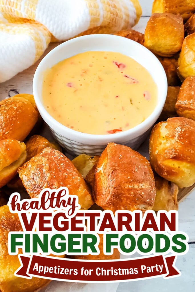 vegetarian appetizers for christmas party - Soft Pretzel Bites with Cheesy Dip