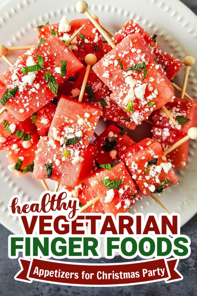 vegetarian appetizers for christmas party -Watermelon Feta Skewers