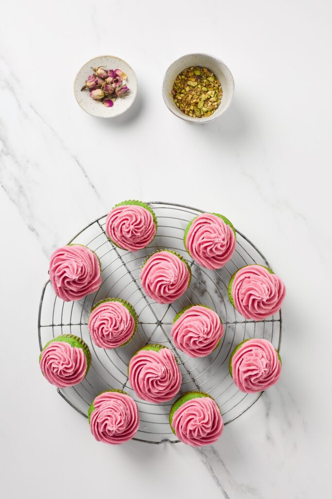 Rose & Pistachio Cupcakes Process Photo