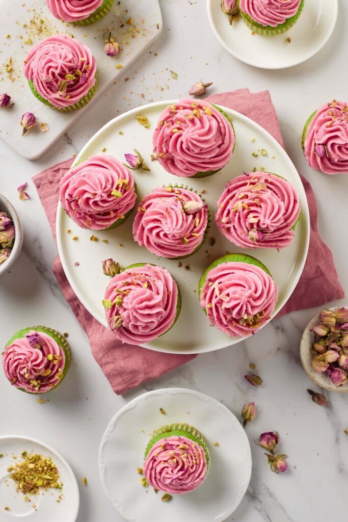 Rose & Pistachio Cupcakes Process Photo