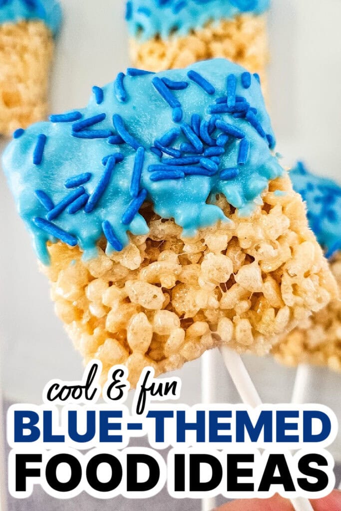 Blue Food Ideas-Blue Candy Coated Krispies Pops