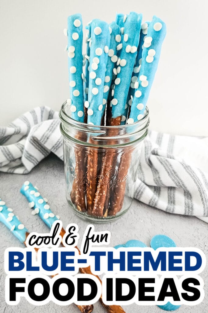 Blue Food Ideas-Blue Candy Coated Pretzel Rods