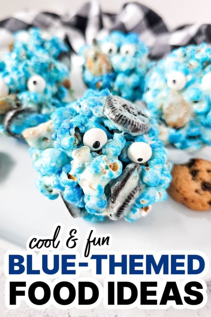 Blue Food Ideas-Cookie Monster Popcorn Balls