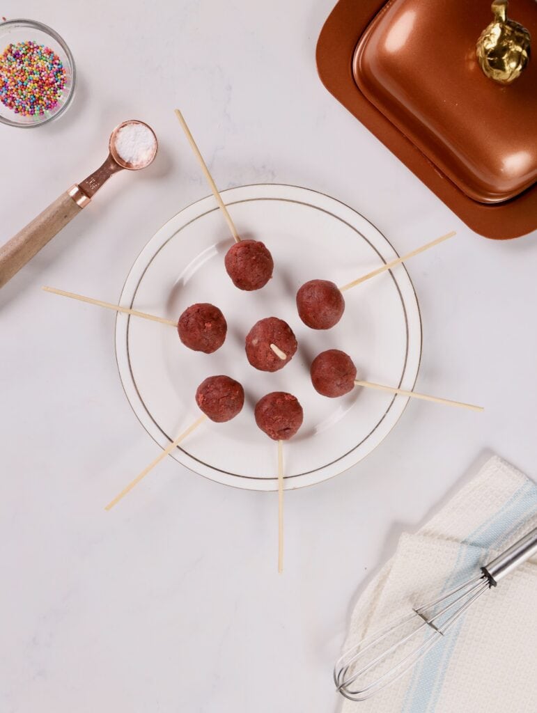 Red Velvet Cake Pops Process Photo