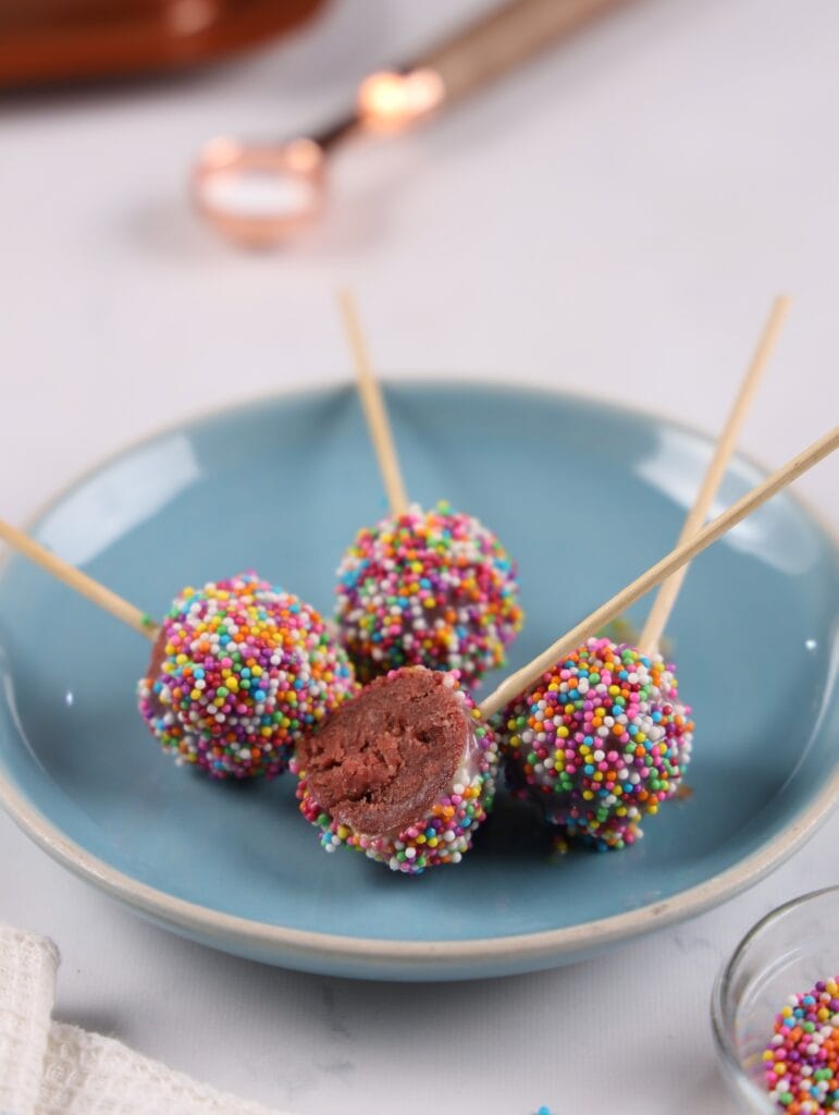 Red Velvet Cake Pops Process Photo