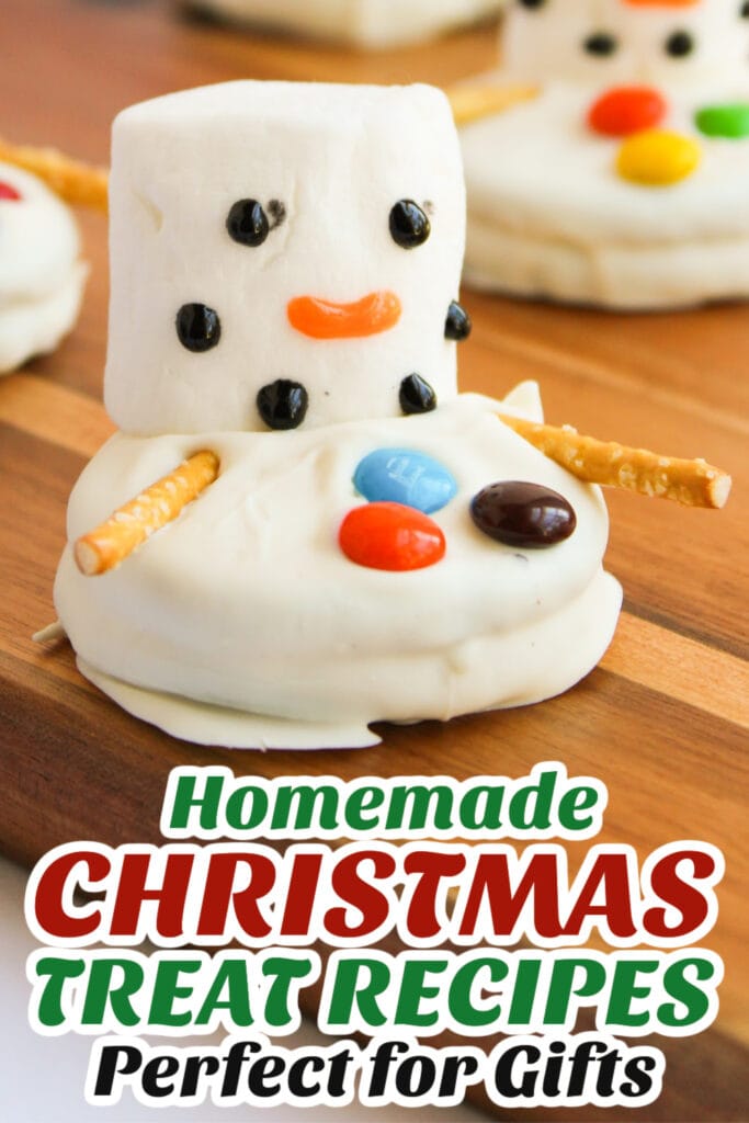 Gifting Christmas Treats-Melted Snowman White Chocolate Covered Oreos