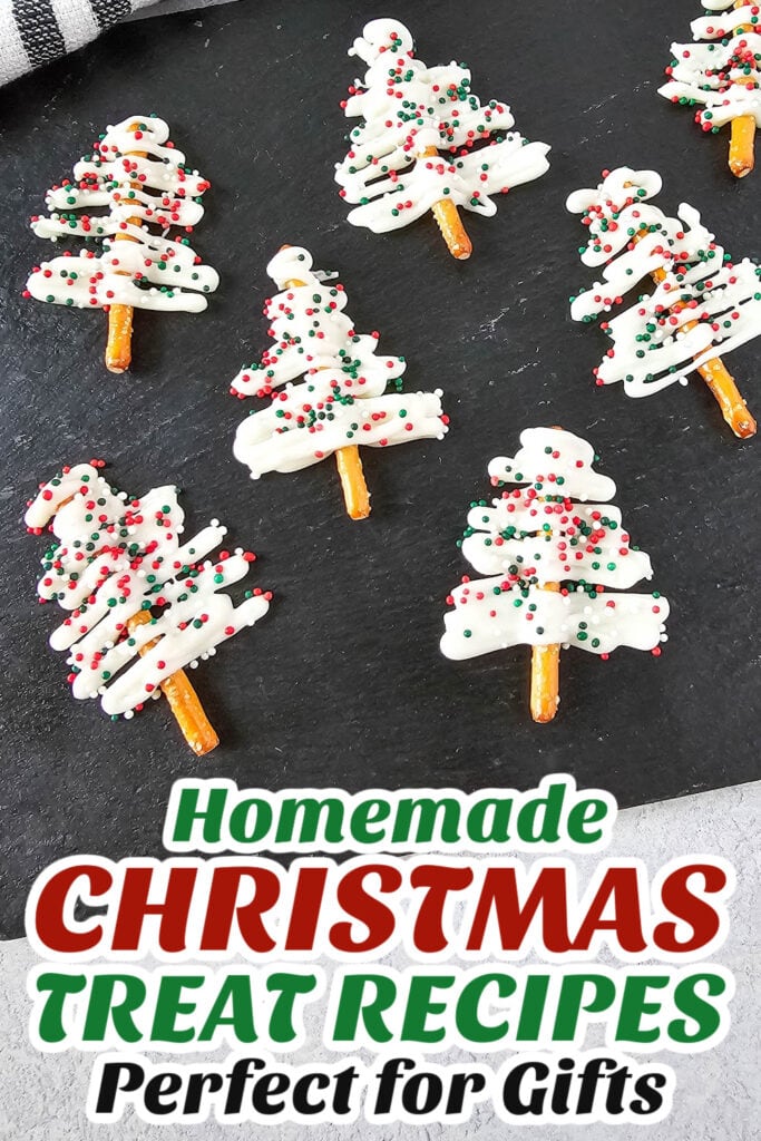 Gifting Christmas Treats-White Chocolate Mini Pretzel Trees