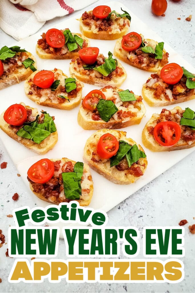 New Years Appetizers-Bacon-Topped BLT Crostini