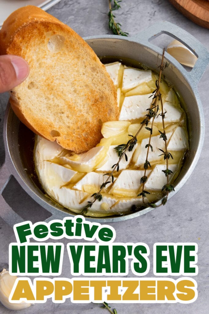 New Years Appetizers-Baked Brie with Garlic and Honey