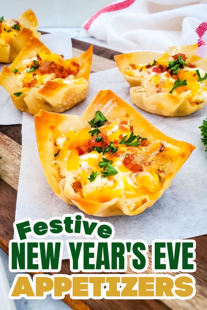 New Years Appetizers- Cheesy Ranch Chicken Wonton Cups